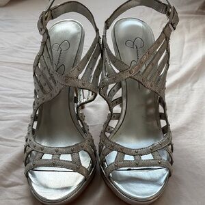 Jessica Simpson Silver Studded Strappy Heels